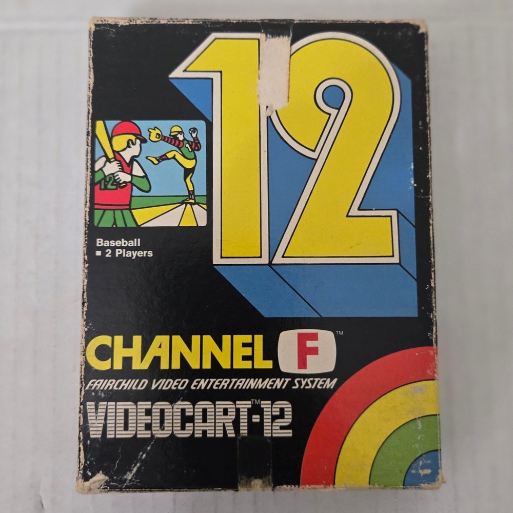 Vintage 1977 Fairchild Channel F Videocart 12 Baseball Boxed Game Cartridge